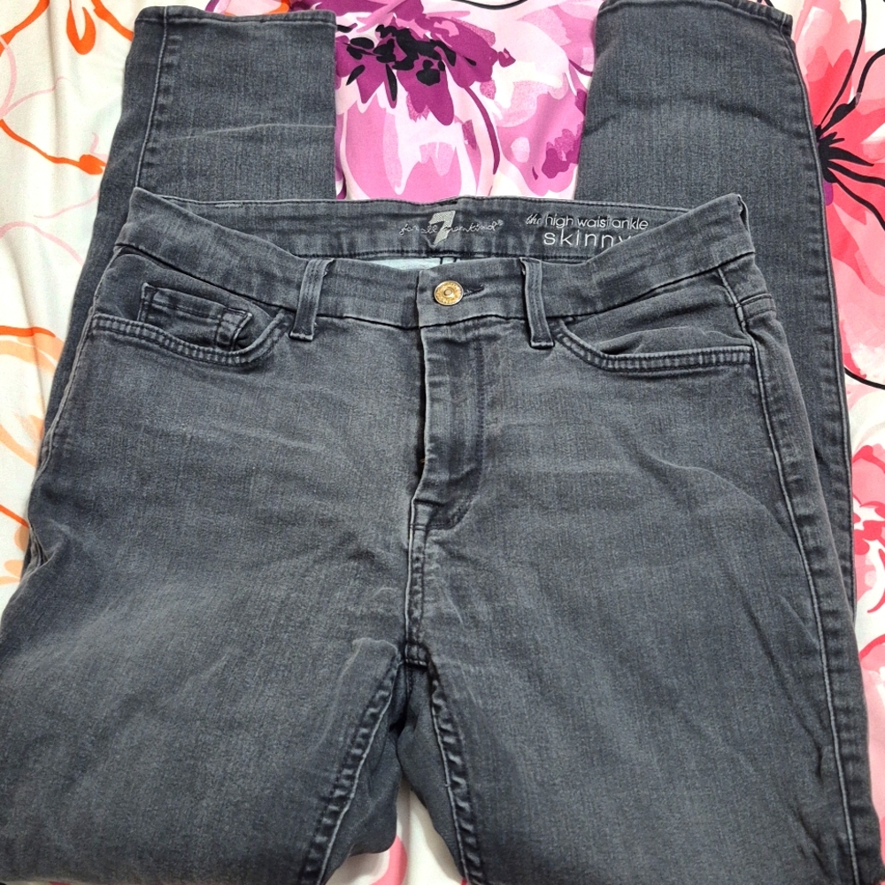 7 For All Mankind Women's Jeans The High Waist Ankle Skinny Gray Size 30